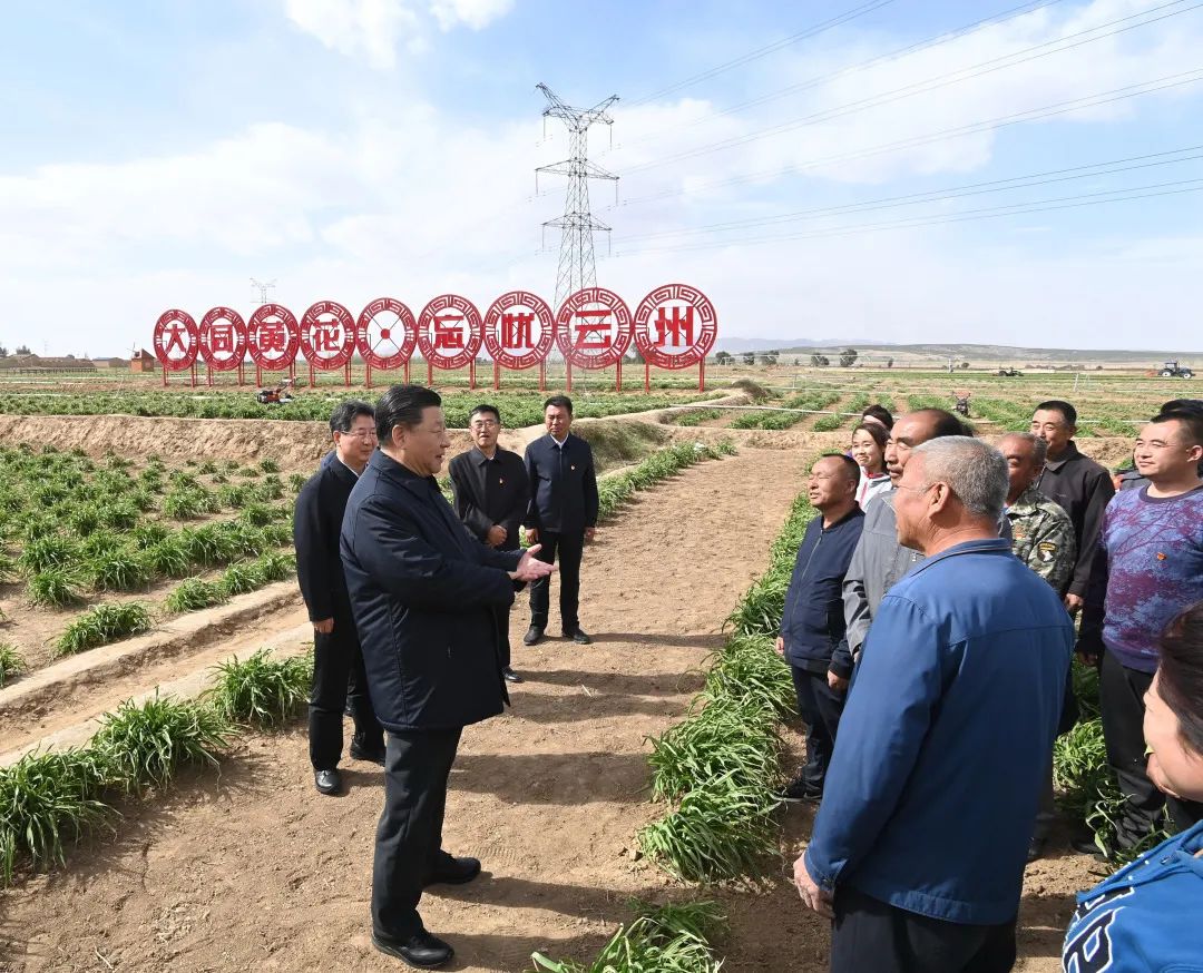 2020年5月11日，習(xí)近平考察山西大同市云州區(qū)有機(jī)黃花標(biāo)準(zhǔn)化種植基地。新華社記者 李學(xué)仁 攝